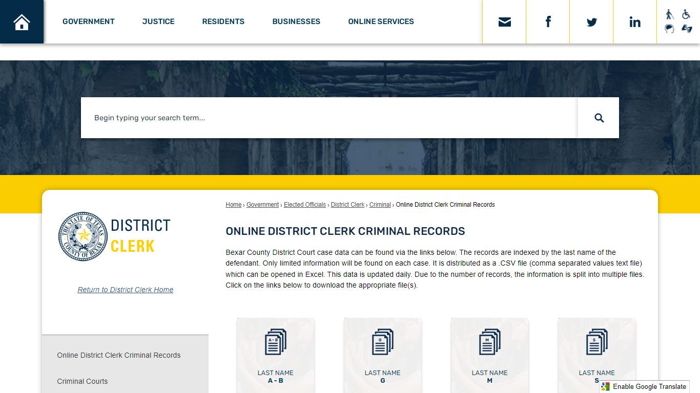 Online District Clerk Criminal Records - Bexar County, TX